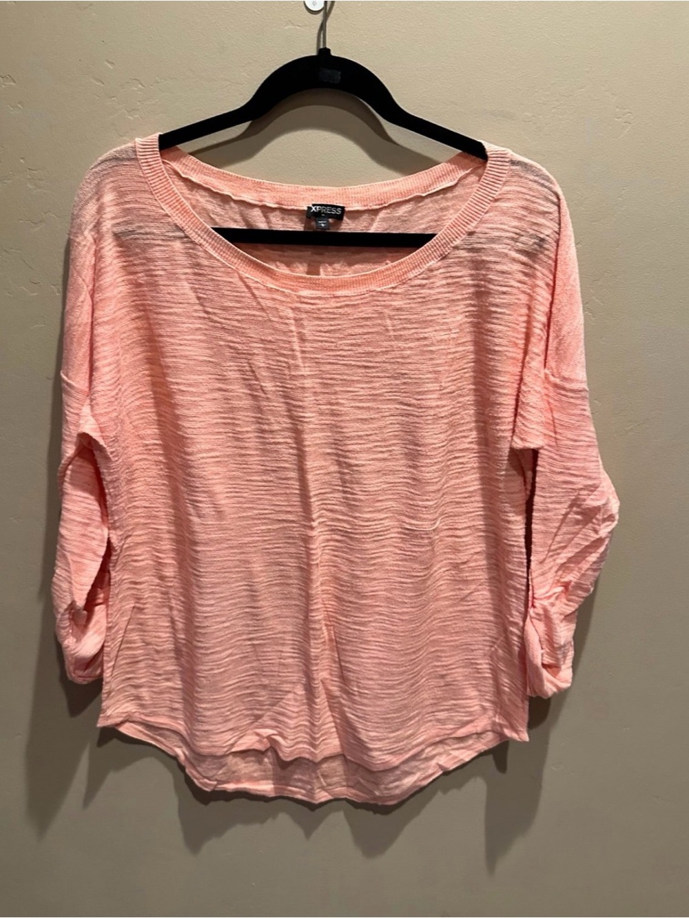 Express Lightweight Pink Slub Boatneck Blouse